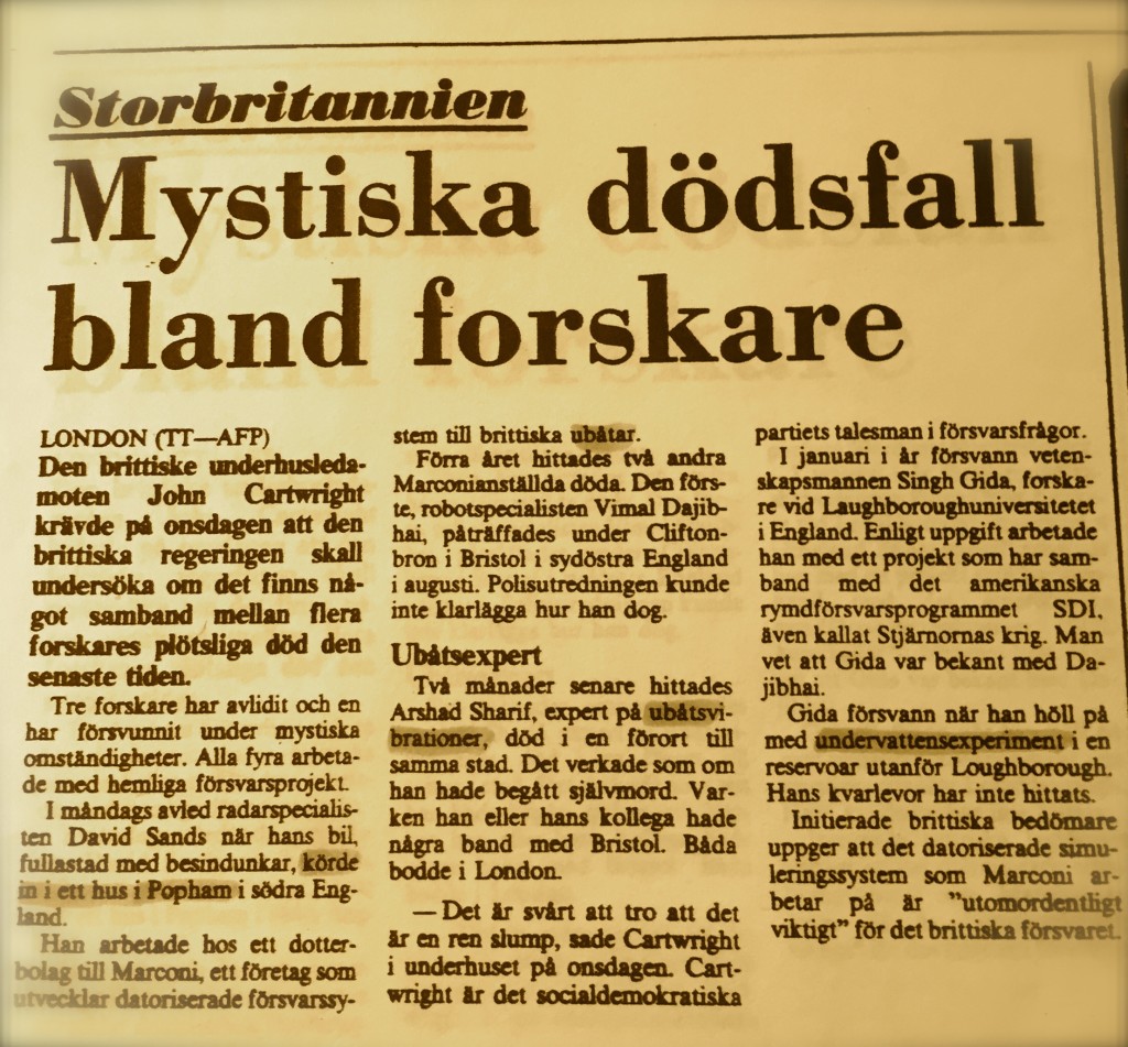 Dödsfall bland forskare artikel